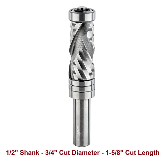 Ultra-Shear Compression Router Bit 1/2 SH | 3/4 CD | 1-5/8 CL | 2+2 Flute | Template Pattern & Flush Trim | Solid Carbide | USA Made - US5715UC