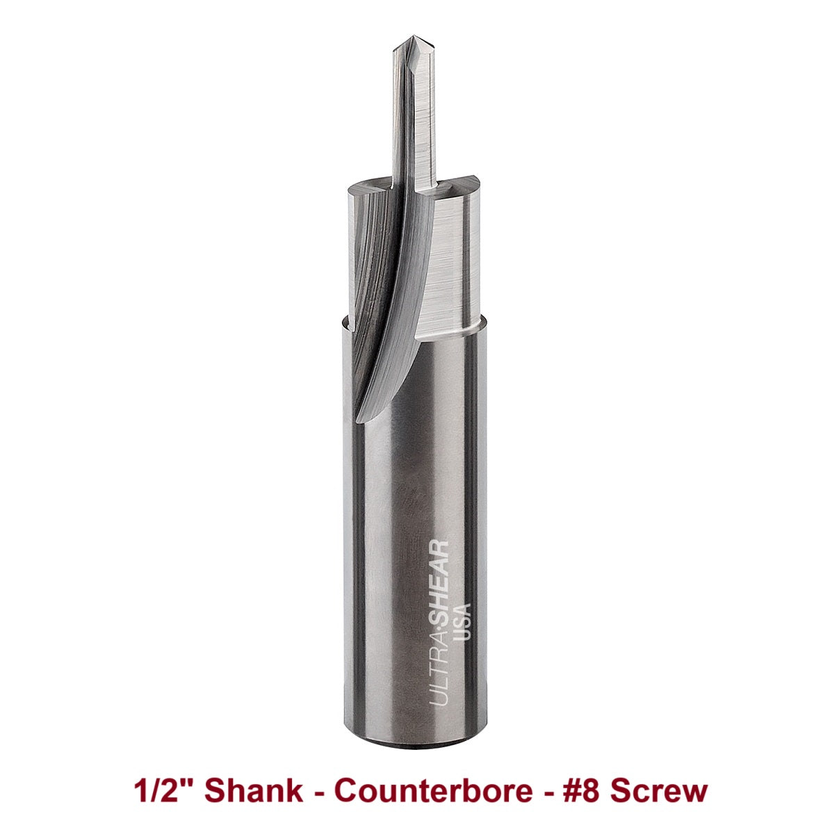 Ultra-Shear Counterbore & Screw Slot Router Bit 1/2 SH | #8 Screw | 2 Flute | Solid Carbide | USA Made - US58CB