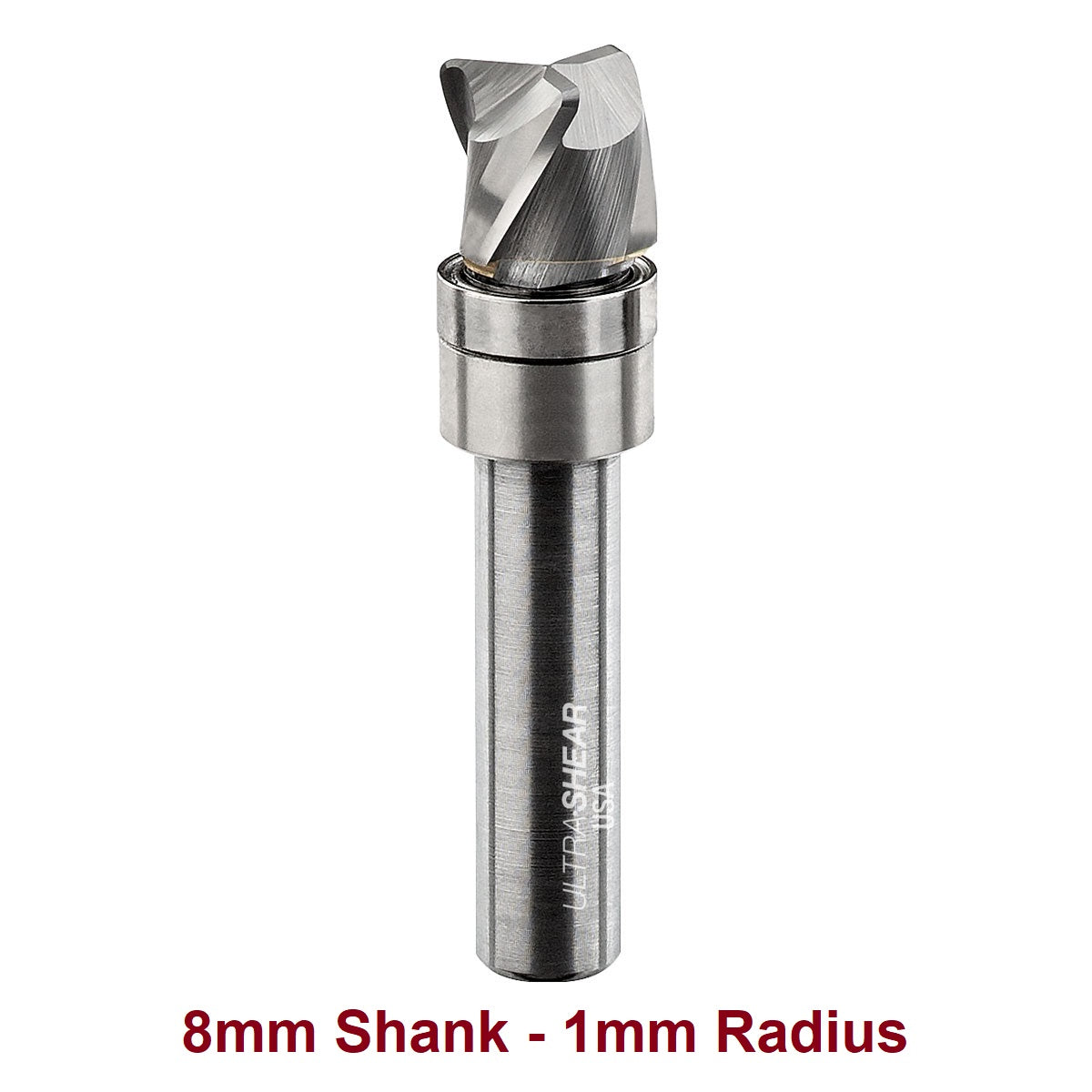 Ultra-Shear Bowl & Tray Router Bits, Compact, 1mm Radius | 8mm SH | 12mm CD | 10mm CL | 3 FL | Carbide Head - US8121BB