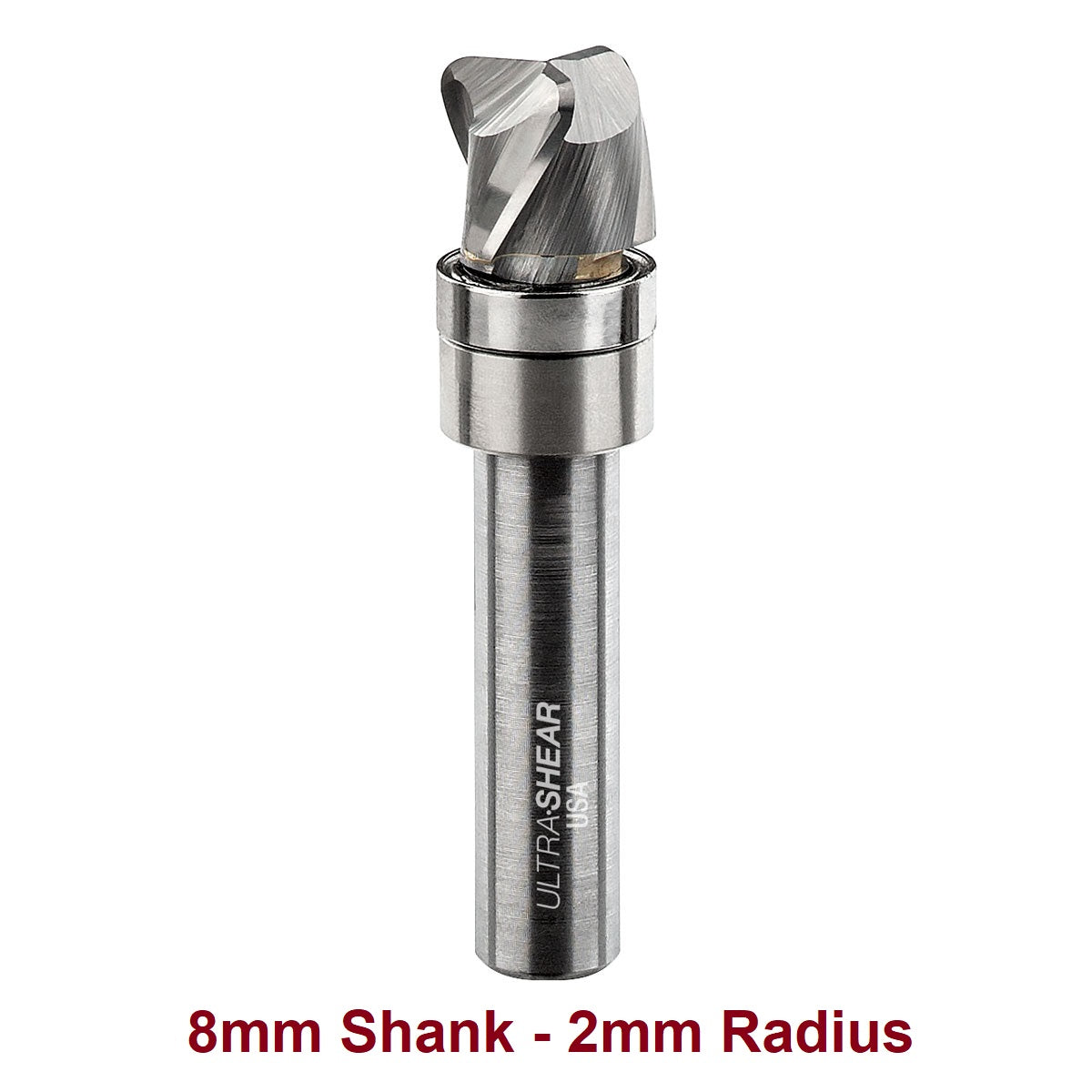 Ultra-Shear Bowl & Tray Router Bits, Compact, 2mm Radius | 8mm SH | 12mm CD | 10mm CL | 3 FL | Carbide Head - US8122BB