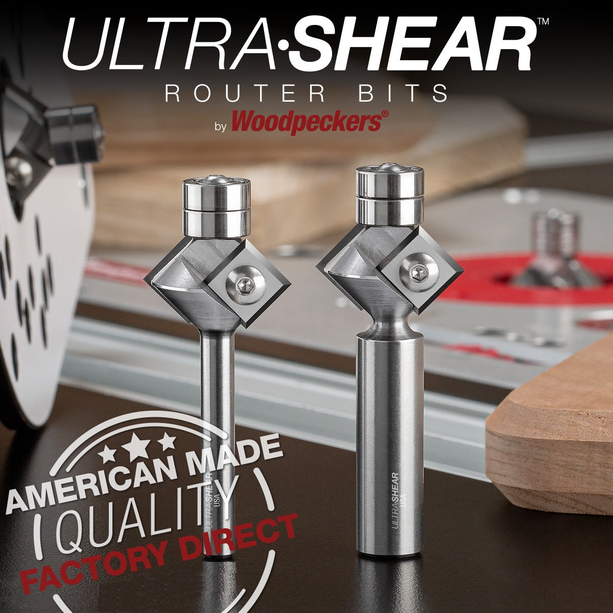 Ultra-Shear Chamfer Bits, Carbide Insert, 1/2 SH | 45 Degree | Double Bearing - US5112-45ICH