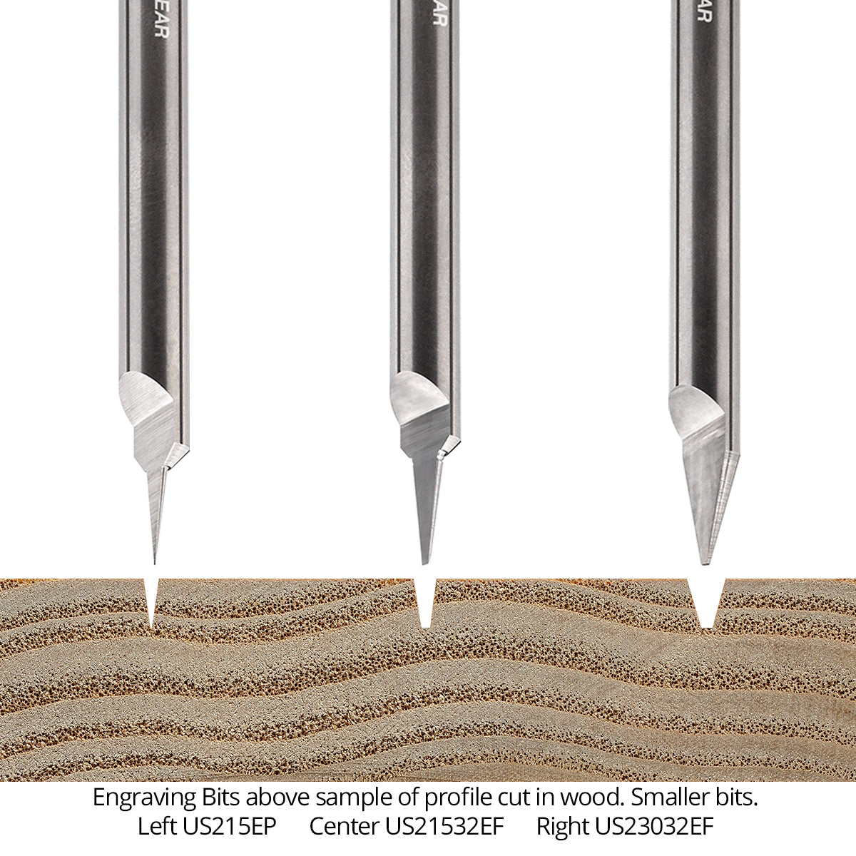 Ultra-Shear Engraving CNC Router Bit Set 1/4 SH | 15 Piece Set | Pencil & Flat Tips | Solid Carbide - US2ENGSE-15PC