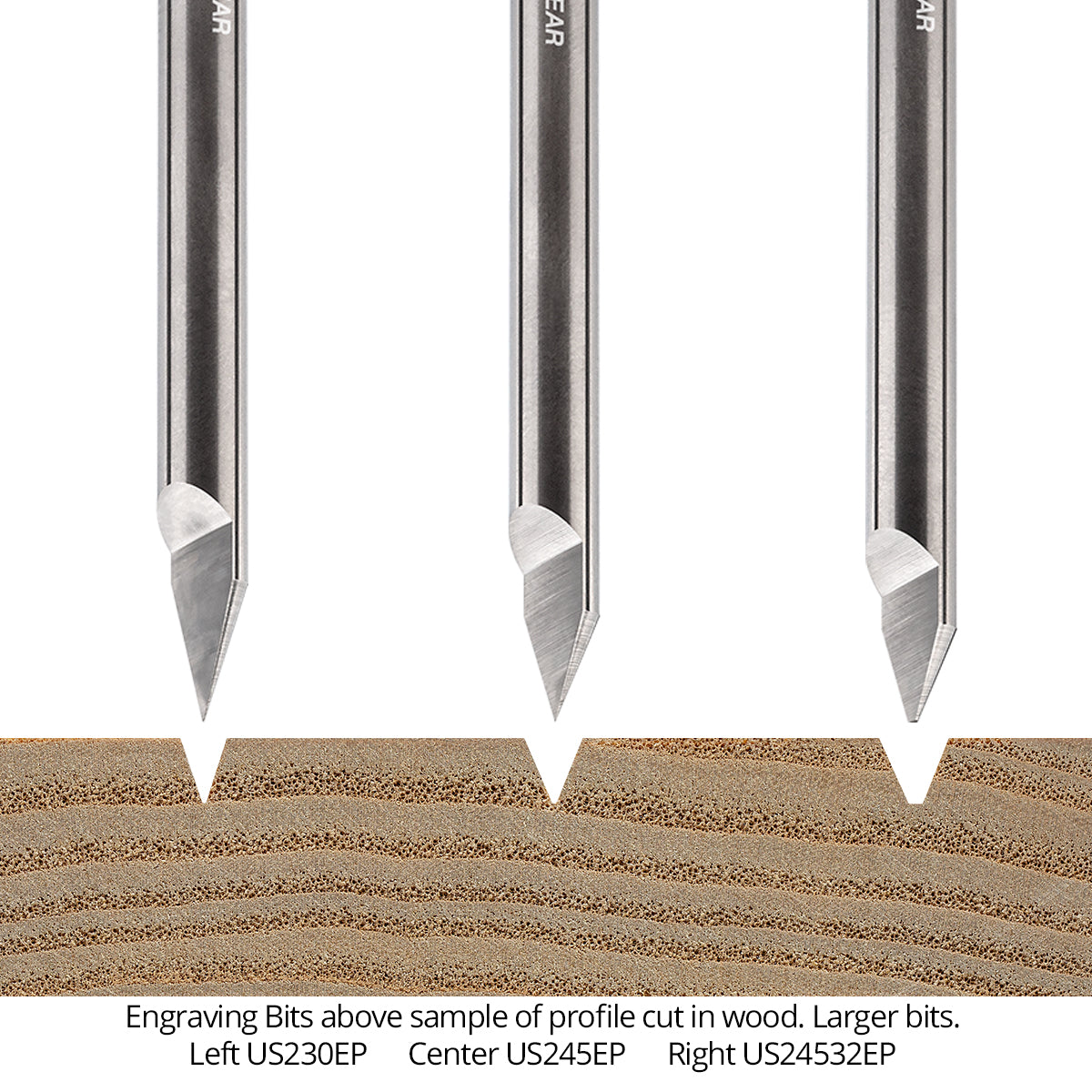 Ultra-Shear Engraving CNC Router Bit Set 1/4 SH | 15 Piece Set | Pencil & Flat Tips | Solid Carbide - US2ENGSE-15PC