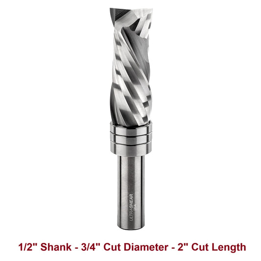 Ultra-Shear Compression Router Bit 1/2 SH | 3/4 CD | 2 CL | 2+2 Flute | Furniture Makers | Solid Carbide | USA Made - US5720PC