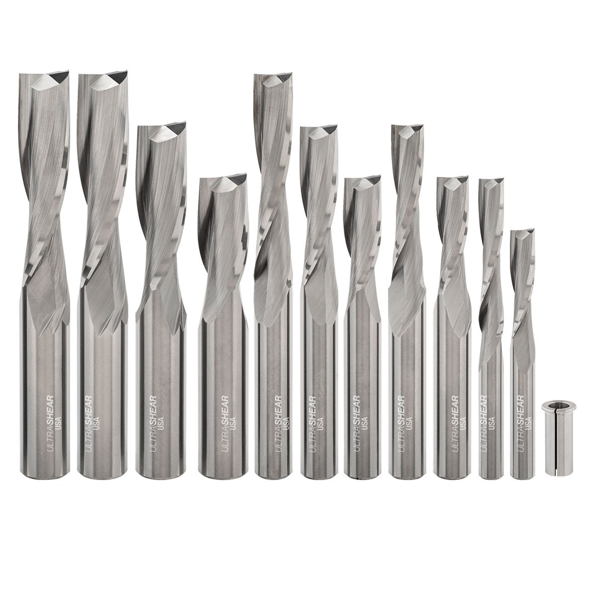 Ultra-Shear Variable Helix Joinery Router Bit 12 Piece Master Set | Includes Collet Adapter | USA Made - USUV-12PC