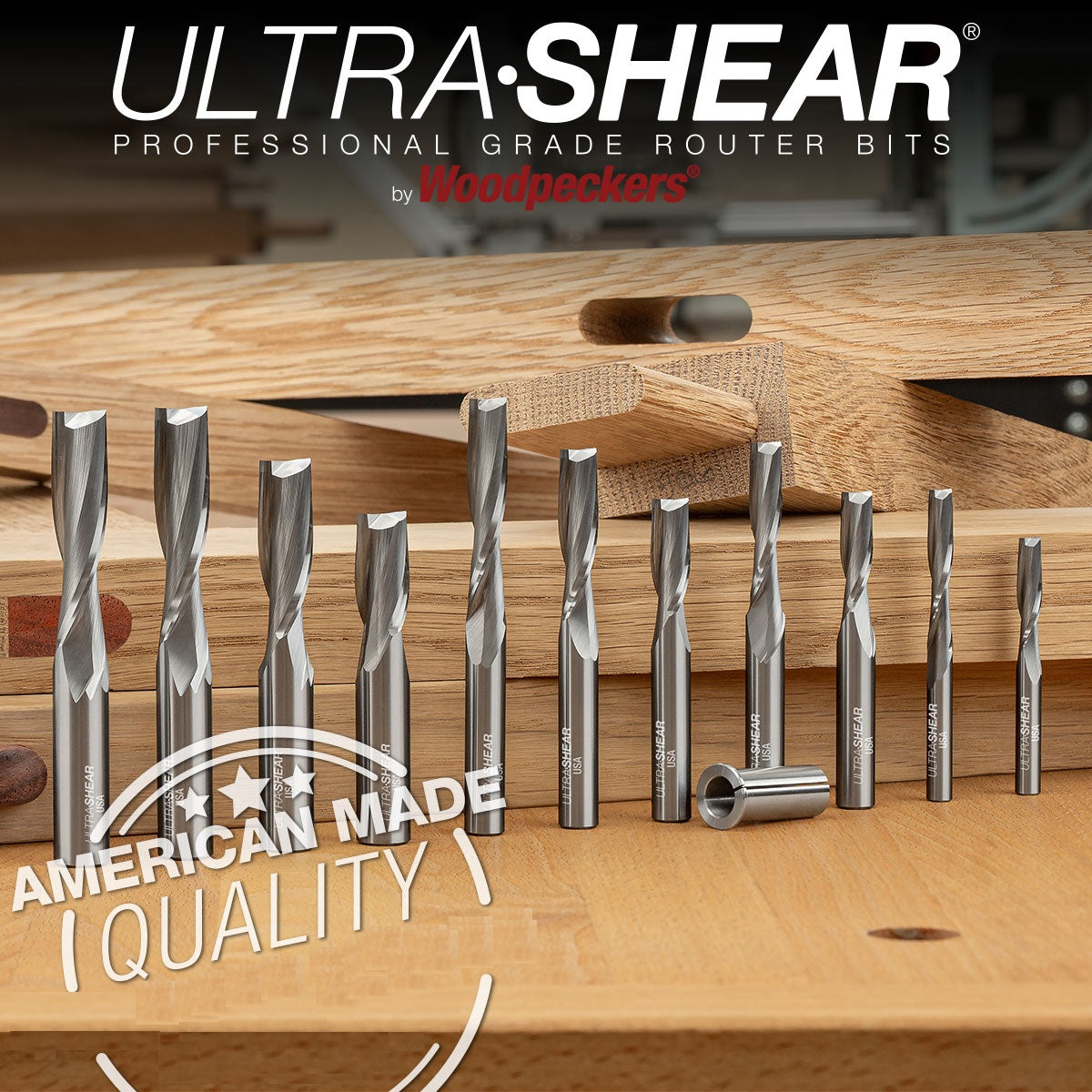 Ultra-Shear Variable Helix Joinery Router Bit 3/8 SH | 3/8 CD | 1-1/2 CL | Solid Carbide | USA Made - US523715UV