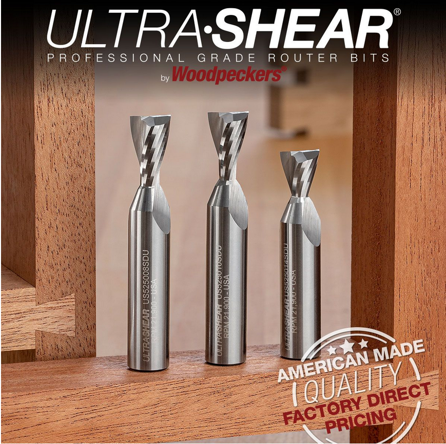 Ultra-Shear Spiral Dovetail Router Bits 3 Piece Set | 1/2 SH | 1/2 CD | 2 FL | Solid Carbide, Up Cut - US5250SDU-3PC