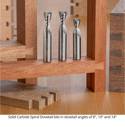 Ultra-Shear Spiral Dovetail Router Bits 3 Piece Set | 1/2 SH | 1/2 CD | 2 FL | Solid Carbide, Up Cut - US5250SDU-3PC