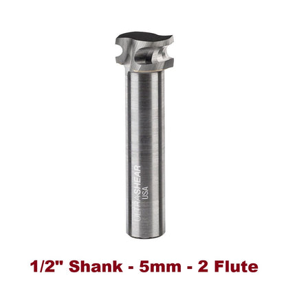 Ultra-Shear Metric Half-Round Bit 1/2 SH | 5mm | 2 FL | Carbide Head | USA Made - US505MHR