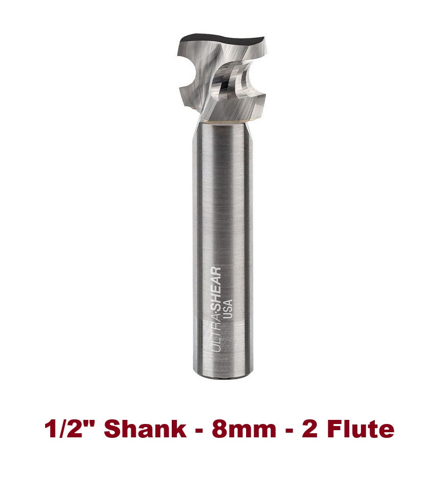 Ultra-Shear Metric Half-Round Bit 1/2 SH | 8mm | 2 FL | Carbide Head | USA Made - US508MHR