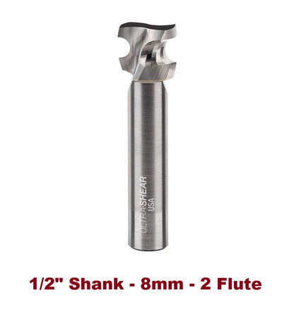Ultra-Shear Metric Half-Round Bit 1/2 SH | 8mm | 2 FL | Carbide Head | USA Made - US508MHR