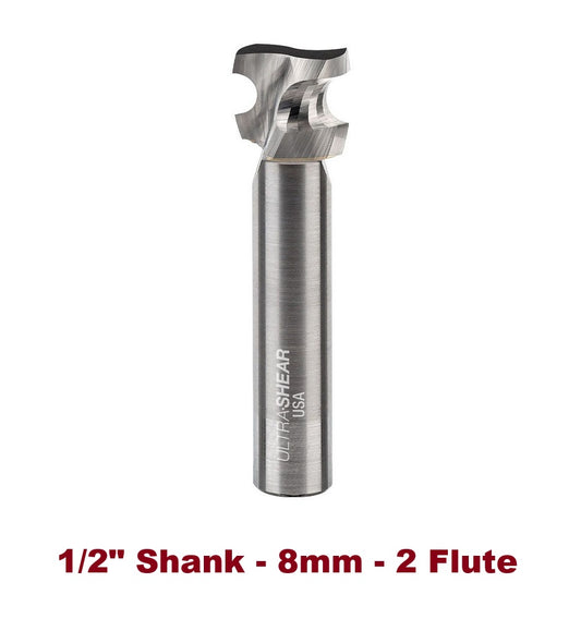 Ultra-Shear Metric Half-Round Bit 1/2 SH | 8mm | 2 FL | Carbide Head | USA Made - US508MHR