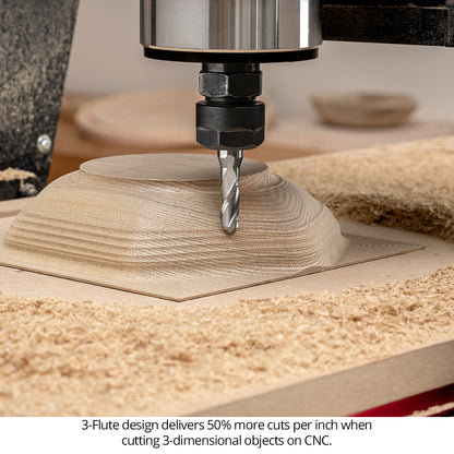 Ultra-Shear Ball Nose CNC Router Bits 1/4 SH | 3/16 CD | 1/2 CL | 3 FL, Spiral, Solid Carbide - US2188BNU