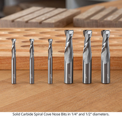 Ultra-Shear Cove Nose CNC Router Bits 1/2 SH | 1/8 Radius | 2 Flute | Solid Carbide | Flat Bottom & Curved Edge - US5018CN