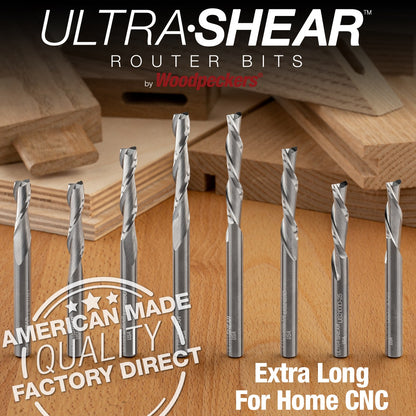 Ultra-Shear Spiral Router Bits 1/4 SH | 1/4 CD | 3/4 CL | 2 FL | Solid Carbide, Down Cut - US2075D