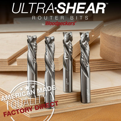 Ultra-Shear Compression CNC Router Bit 1/2 SH | 1/2 CD | 1-1/4 CL | 3 Flute | Short Up-Cut | Solid Carbide | USA Made - US5123CM