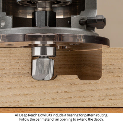 Ultra-Shear Bowl & Tray Router Bits, Deep Reach, 1/8 Radius | 1/4 SH | 3/4 CD | 5/8 CL | 3 FL | Carbide Head - US27125BD
