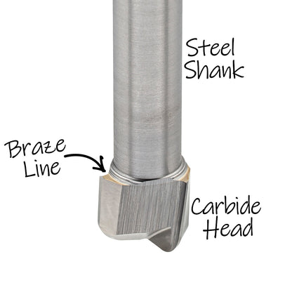 Ultra-Shear Bowl & Tray Router Bits, Deep Reach, 1/8 Radius | 1/4 SH | 3/4 CD | 5/8 CL | 3 FL | Carbide Head - US27125BD