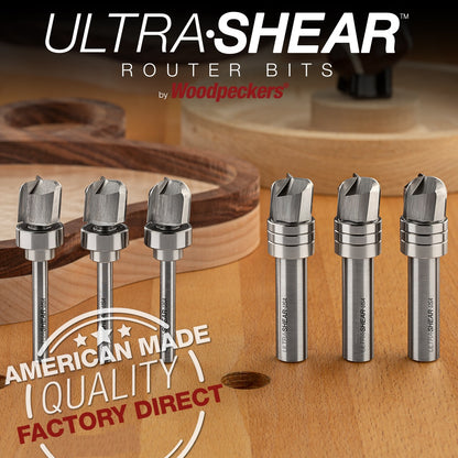 Ultra-Shear Bowl & Tray Router Bits, Deep Reach, 1/8 Radius | 1/4 SH | 3/4 CD | 5/8 CL | 3 FL | Carbide Head - US27125BD