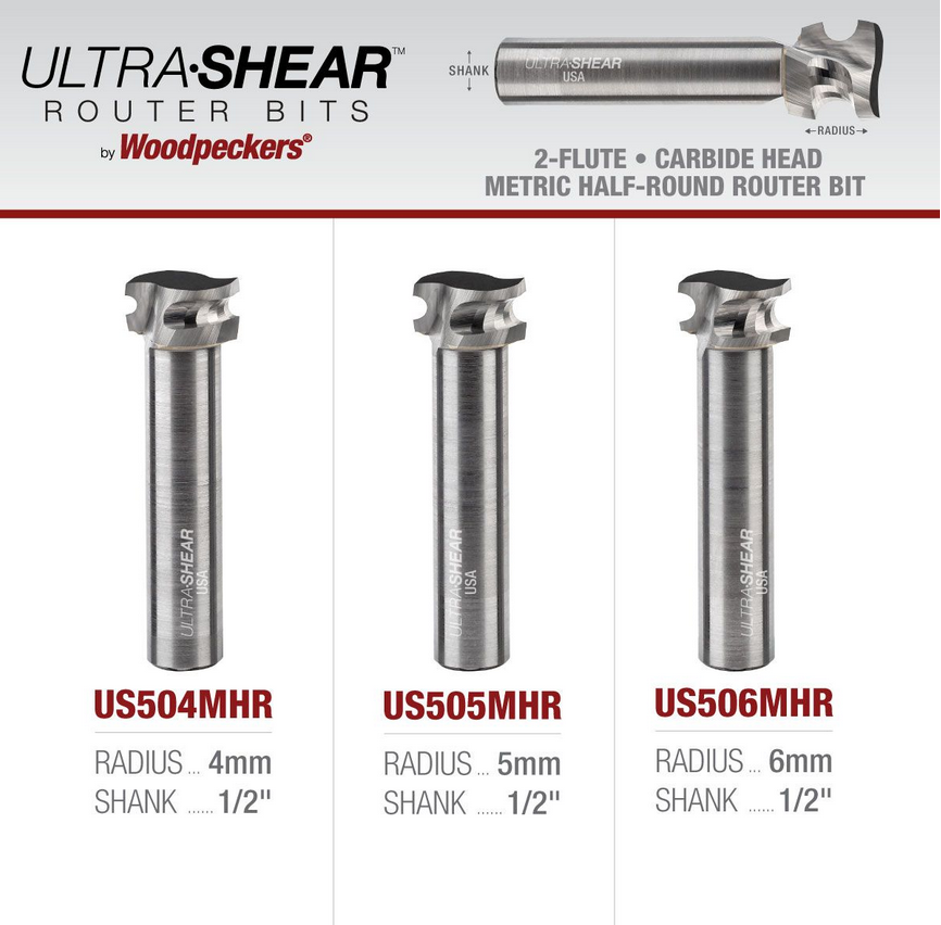 Ultra-Shear Metric Half-Round Bit 1/2 SH | 12mm | 2 FL | Carbide Head | USA Made - US512MHR