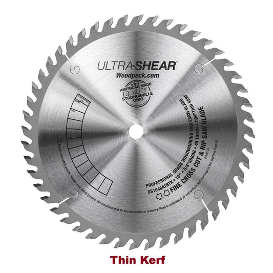 Ultra-Shear Pro Cross-Cut & Rip Saw Blade | 10 Inch | 48-Tooth | Thin Kerf | USA Made - US1048ATBTK