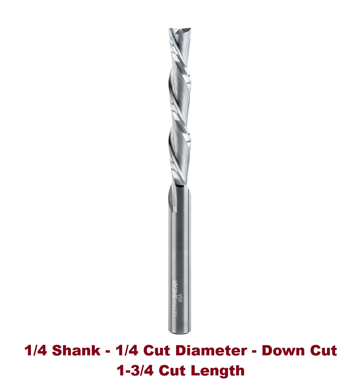 Ultra-Shear Spiral Router Bits 1/4 SH | 1/4 CD | 1-3/4 CL | 2 FL | Solid Carbide, Down Cut - US2175D