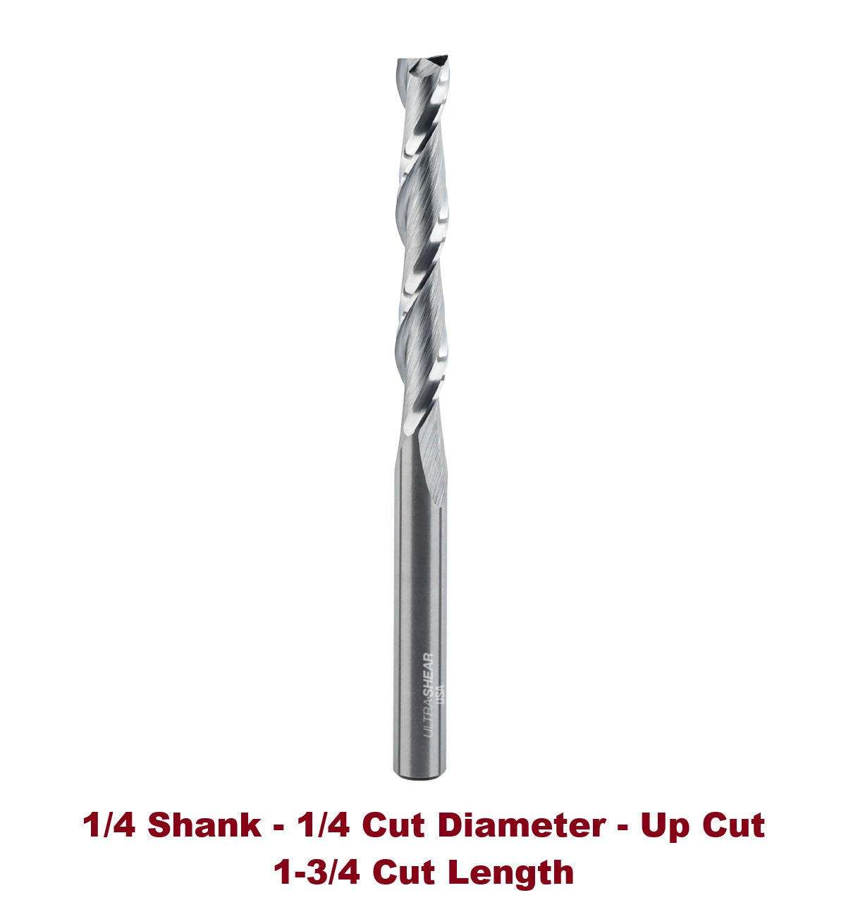 Ultra-Shear Spiral Router Bits 1/4 SH | 1/4 CD | 1-3/4 CL | 2 FL | Solid Carbide, Up Cut - US2175U