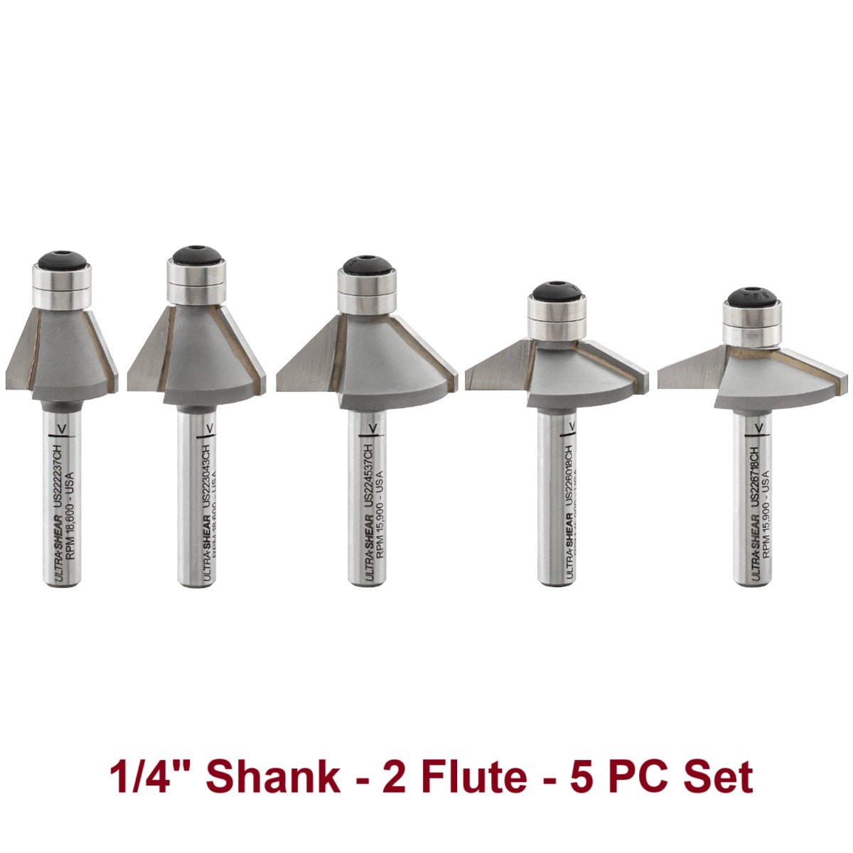 Ultra-Shear Chamfer Router Bits | Carbide Tipped | US22CH-5PC