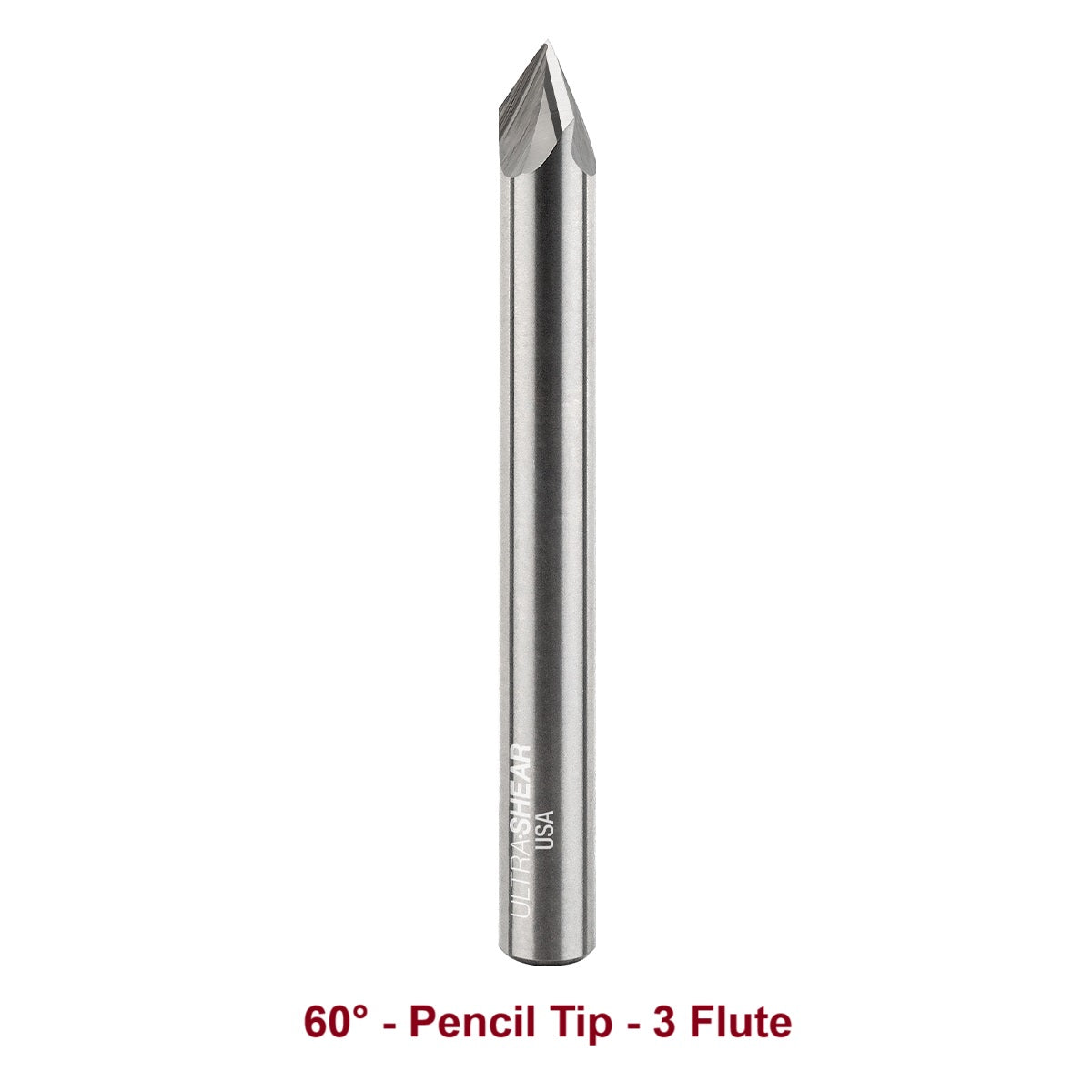 Ultra-Shear Engraving CNC Router Bits 1/4 SH | 60° Angle | Pencil Tip | 3 Flute | Solid Carbide - US2603FEP