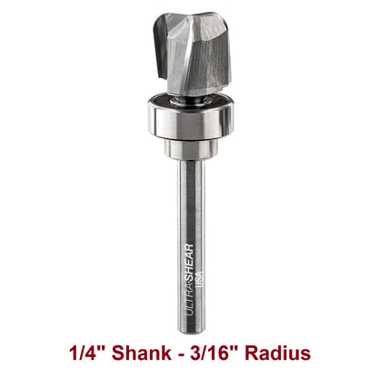 Ultra-Shear Bowl & Tray Router Bits, Deep Reach, 3/16 Radius | 1/4 SH | 3/4 CD | 5/8 CL | 3 FL | Carbide Head - US27188BD