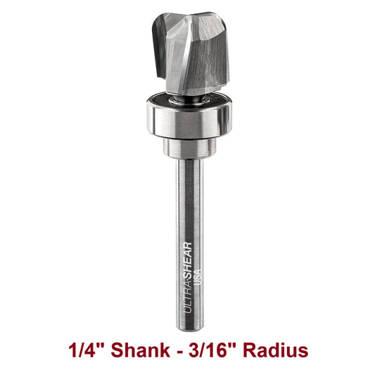 Ultra-Shear Bowl & Tray Router Bits, Deep Reach, 3/16 Radius | 1/4 SH | 3/4 CD | 5/8 CL | 3 FL | Carbide Head - US27188BD