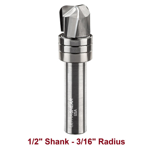Ultra-Shear Bowl & Tray Router Bits, Deep Reach, 3/16 Radius | 1/2 SH | 3/4 CD | 5/8 CL | 3 FL | Carbide Head - US57188BD