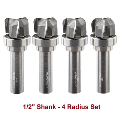 Ultra-Shear Bowl & Tray Router Bits, Big Bowl Set | 1/2 SH | 1 CD | 5/8 CL | 3 FL | Carbide Head - US5BBB-4PC