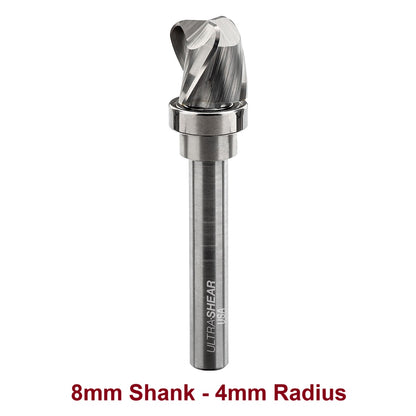 Ultra-Shear Bowl & Tray Router Bits, Deep Reach, 4mm Radius | 8mm SH | 16mm CD | 16mm CL | 3 FL | Carbide Head - US816164BD