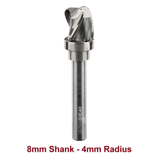 Ultra-Shear Bowl & Tray Router Bits, Deep Reach, 4mm Radius | 8mm SH | 16mm CD | 16mm CL | 3 FL | Carbide Head - US816164BD